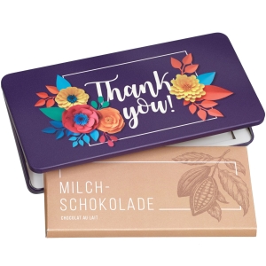 Milchschokolade von Munz in Geschenkdose «Thank you»